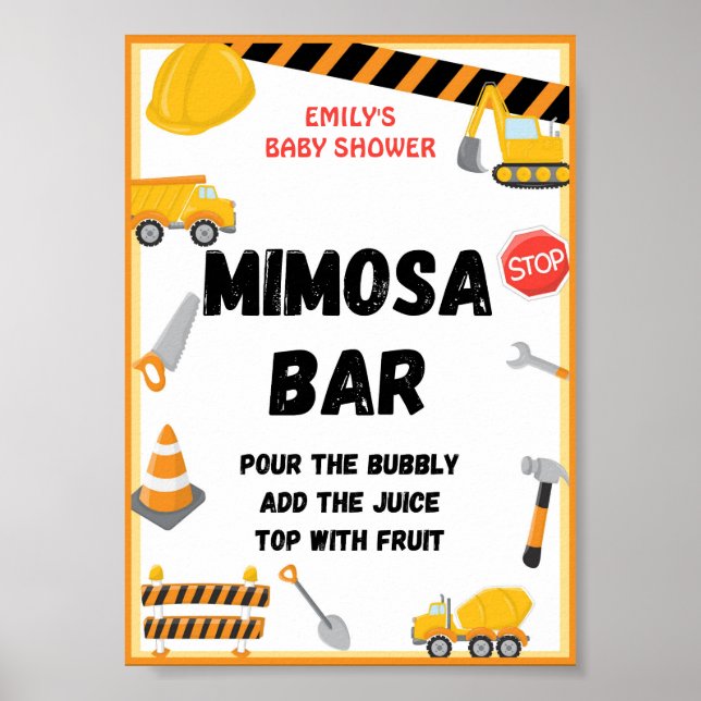 Construction Party Sign, Birthday, Baby Shower Poster (Front)