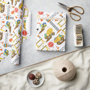 Construction Pattern Birthday Wrapping Paper