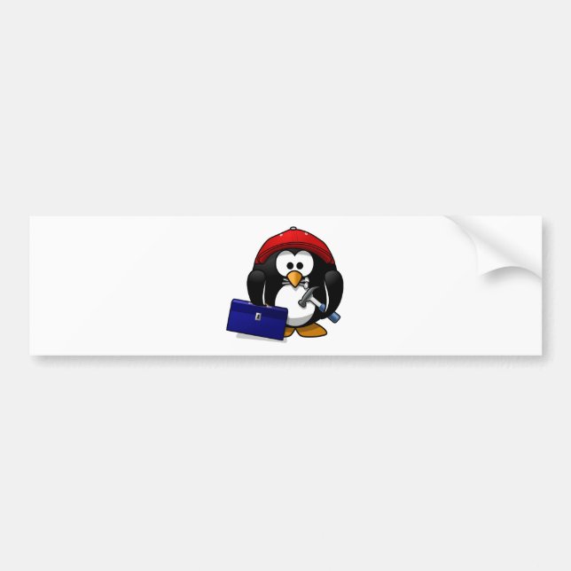 Construction Penguin Bumper Sticker (Front)