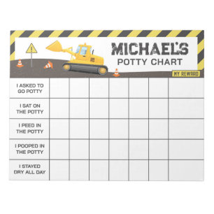 Construction Potty Chart Personalised Name & Tasks Notepad