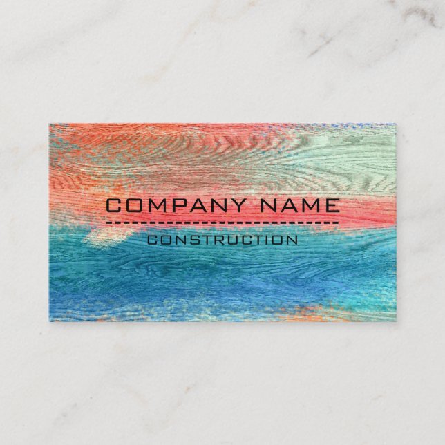 Construction Professional Modern Colourful Wood #5 Business Card (Front)