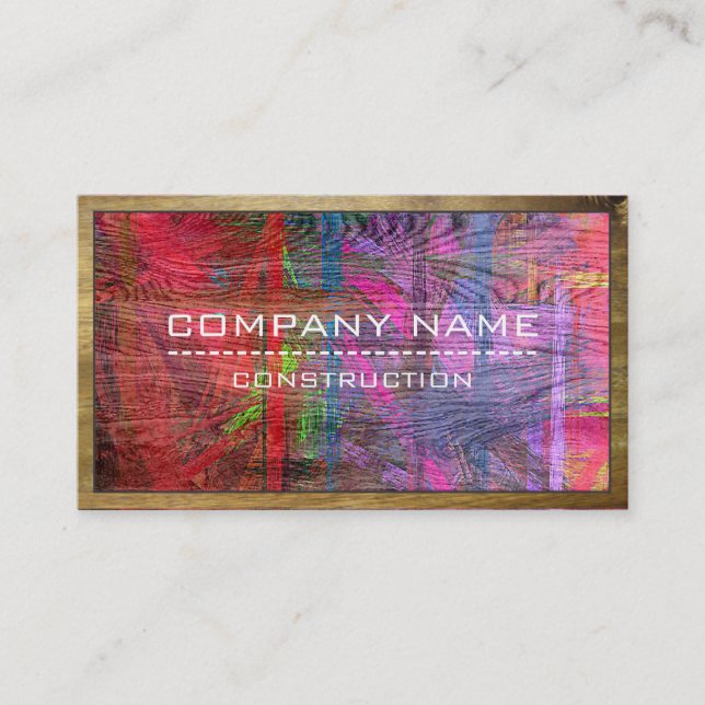 Construction Professional Modern Colourful Wood #9 Business Card (Front)