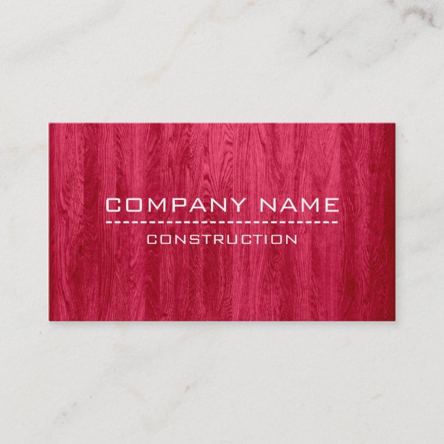 Construction Professional Modern Red Wood Business Card (Front)