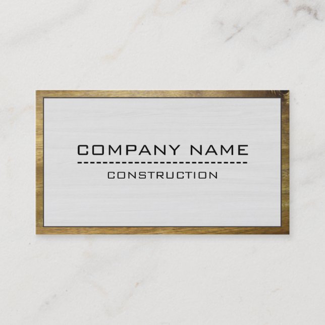 Construction Professional Modern White Wood #3 Business Card (Front)