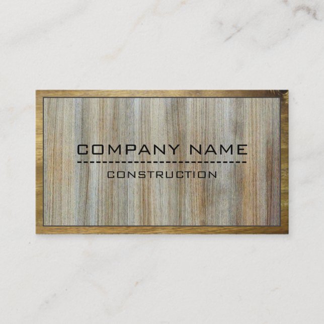 Construction Professional Modern Wood #3 Business Card (Front)