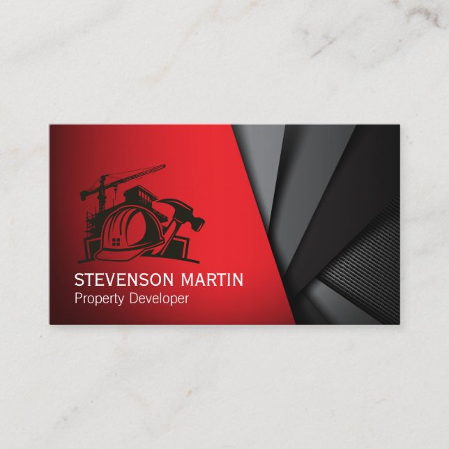 Construction Property Developer | Blue Collar Business Card (Front)
