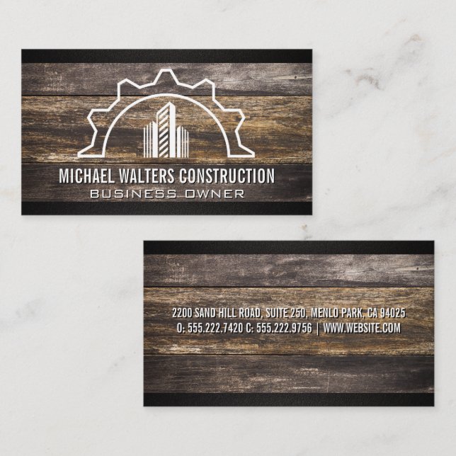 Construction Property Logo | Wood Business Card (Front/Back)