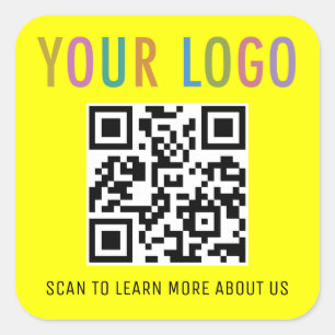 Construction QR Code Stickers Custom Logo Yellow