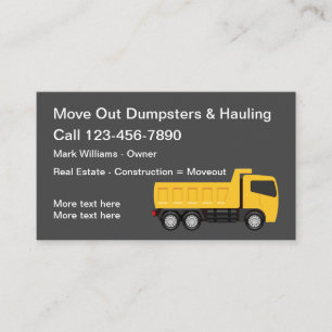 Construction Real Estate Hauling & Junk Removal Business Card
