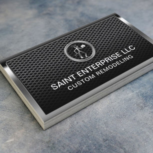 Construction Remodeling Custom Logo Metal Business Card