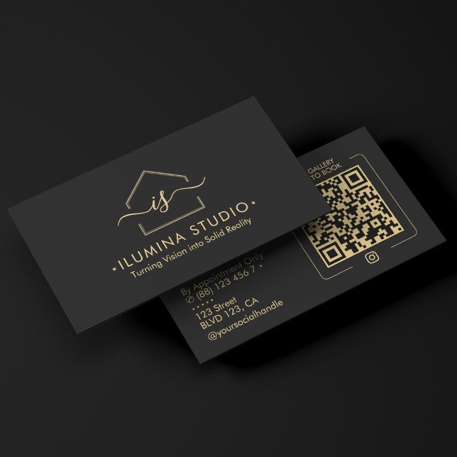 Construction Roofing Contractor Architect Black Business Card (Construction Roofing Contractor Architect Black)