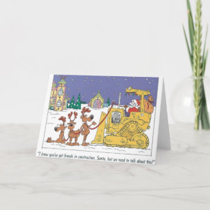 Construction Santa Sled Christmas Card