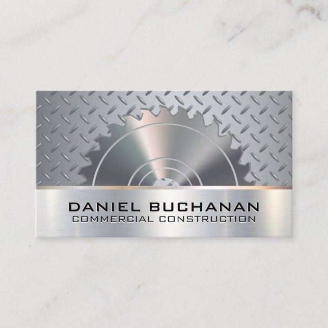 Construction | Saw  | Metallic Grip Pattern Business Card (Front)