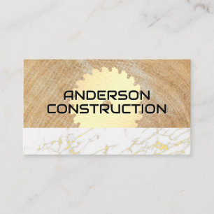 Construction   Saw Wood Marble Business Card