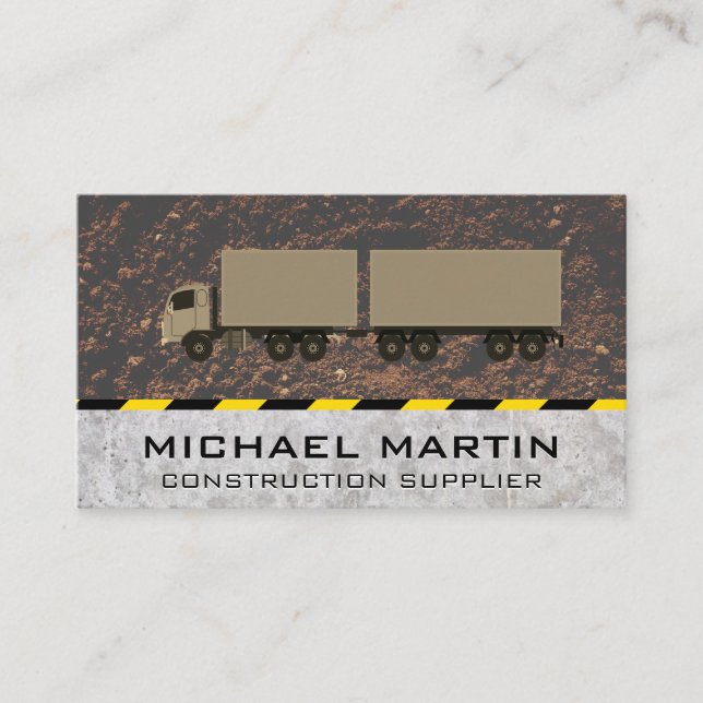 Construction Semi Truck | Dirt Concrete Business Card (Front)