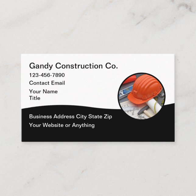 Construction Services Modern New Business Cards (Front)
