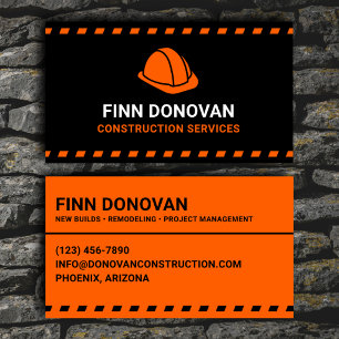 Construction Services Orange Hard Hat Business Card
