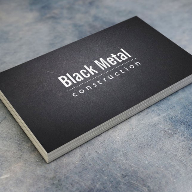 Construction Simple Dark Leather Bold Text Business Card (Creator Uploaded)