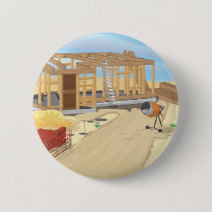 Construction Site 6 Cm Round Badge