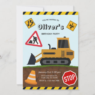Construction Site Birthday Party Invitation