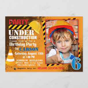 Construction Site Birthday Party Invitation