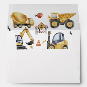 Construction Site Birthday Tractors, Cranes Envelope