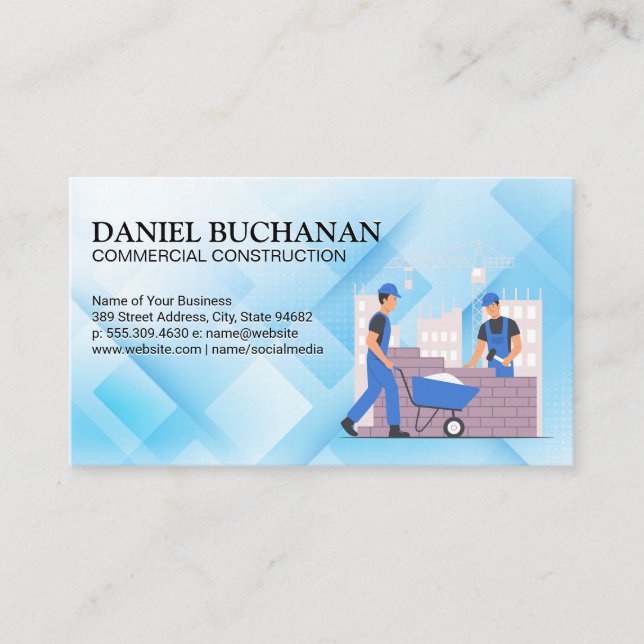 Construction Site | Blue Collar Workers Business Card (Front)