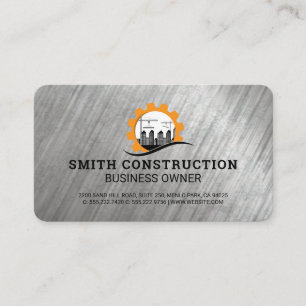 Construction Site Build   General Contractor Business Card