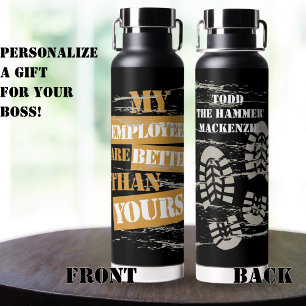 Construction Site Contractor Boss Name Nickname Water Bottle