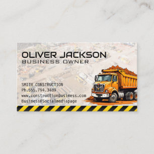 Construction Site Dump Truck Vehicle Business Card