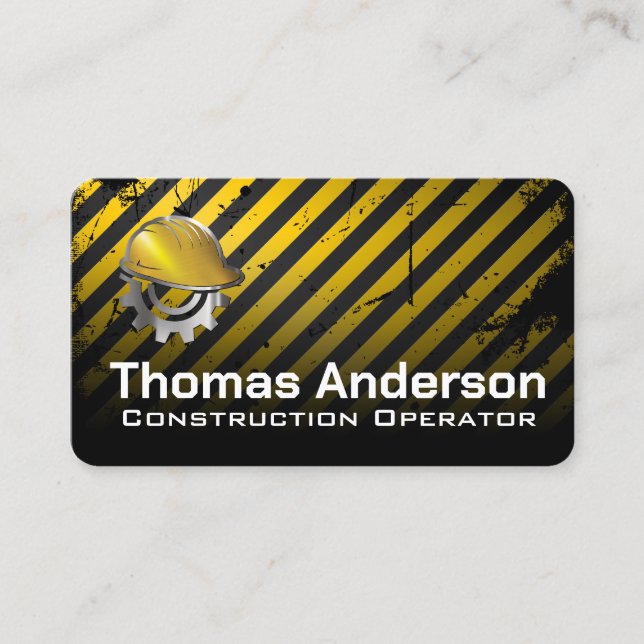 Construction Site | Hardhat | Blue Collar Work Business Card (Front)