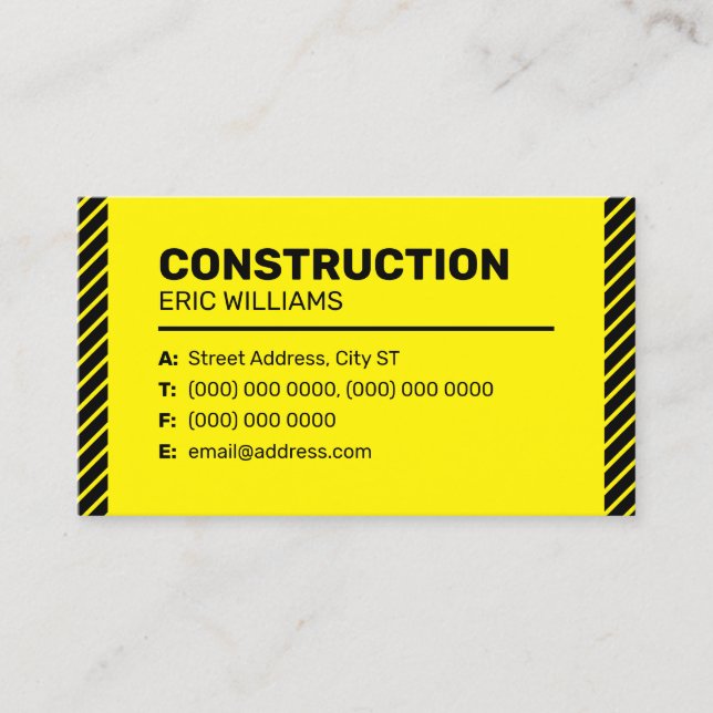 Construction site inspired minimalist modern business card (Front)