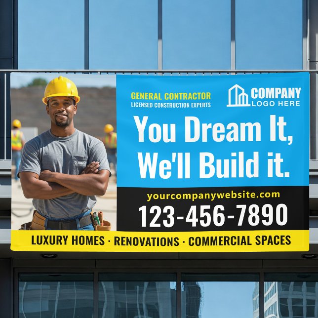Construction Site Logo Photo Blue Advertising Banner (Creator Uploaded)