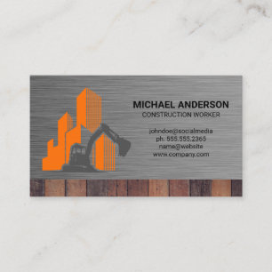 Construction Site   Metallic Wood Business Card