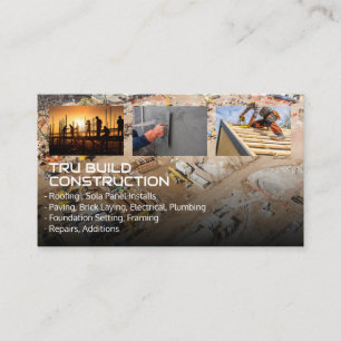 Construction Site   Roofer   Paver   Workers Business Card