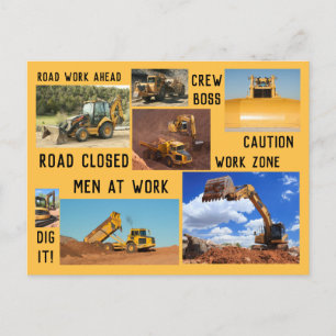 Construction Site Tractors Postcard