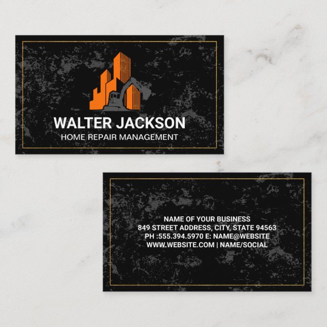 Construction Site | Work Vehicle | Real Estate Business Card (Front/Back)