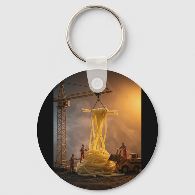Construction Spaghetti Sticker  Key Ring (Front)