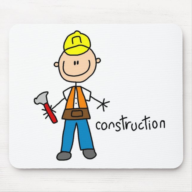 Construction Stick Figure Mouse Pad (Front)