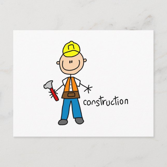 Construction Stick Figure Postcard (Front)