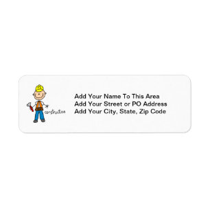 Construction Stick Figure Return Address Label
