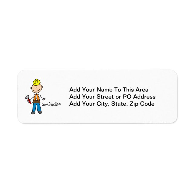 Construction Stick Figure Return Address Label (Front)