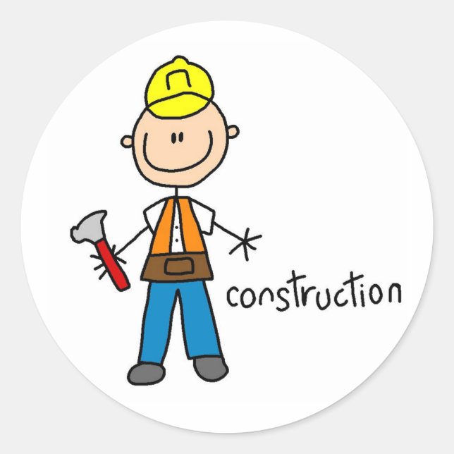 Construction Stick Figure Sticker (Front)