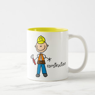 Construction Stick Figure Two-Tone Coffee Mug