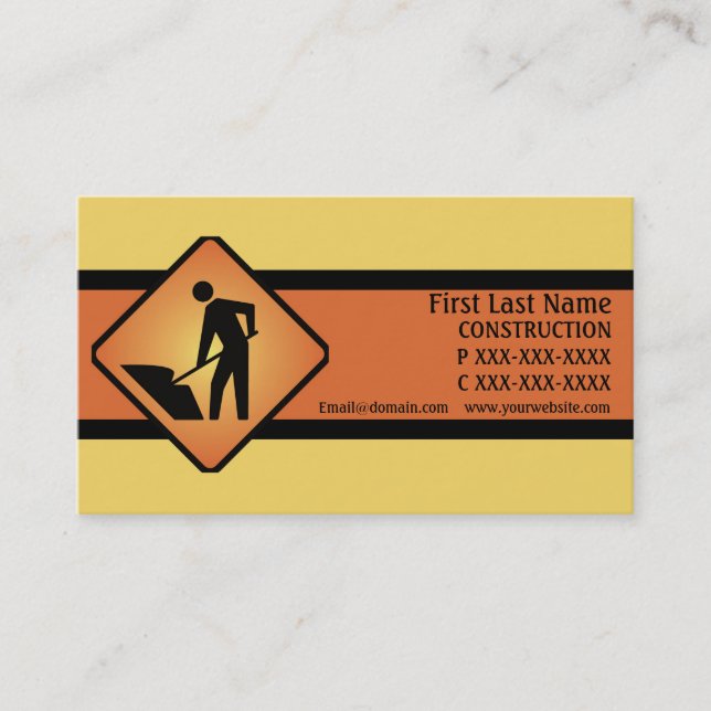 Construction symbol custom business cards (Front)