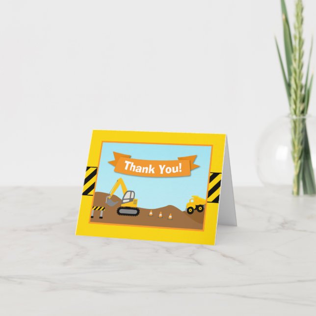 Construction Thank You Card Folded Note Card (Front)