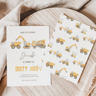 Construction Theme 3rd Birthday Invitation