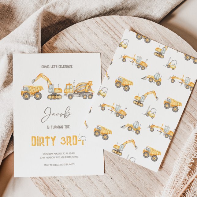 Construction Theme 3rd Birthday Invitation (Creator Uploaded)