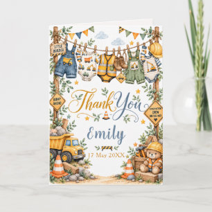 Construction Theme Baby Shower Thank You Card
