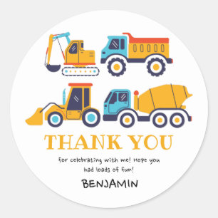 Construction Theme Birthday Dump Truck Party Favou Classic Round Sticker